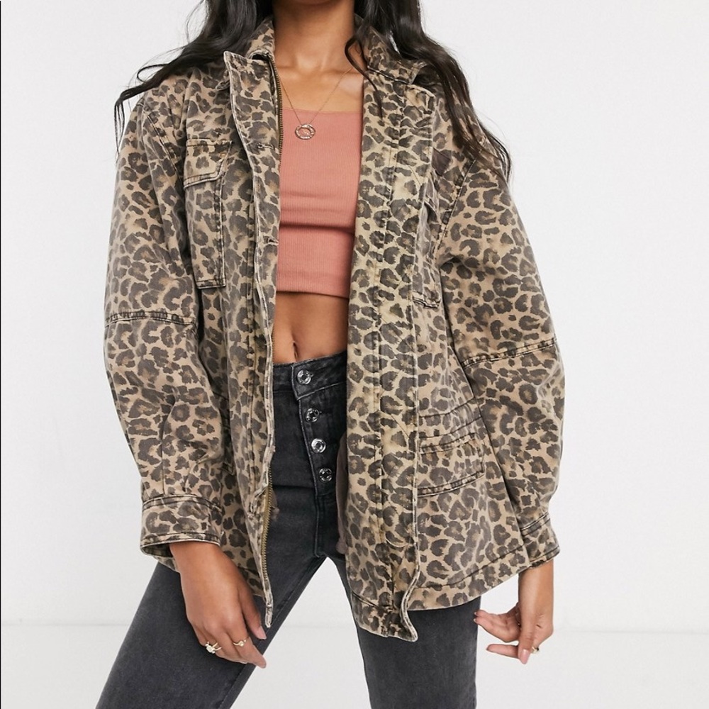 Free people seize the day cheetah military jacket